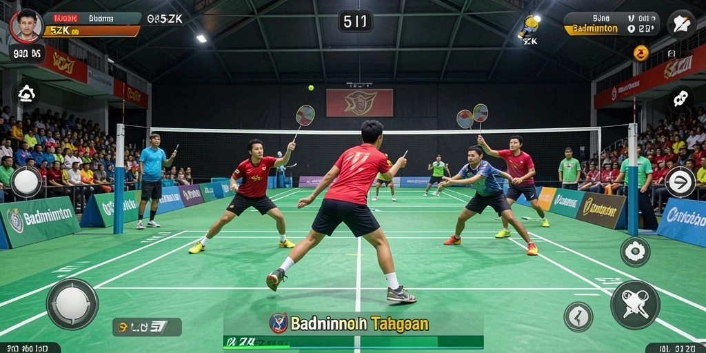 Tampilan antarmuka permainan Badminton yang menarik dan interaktif di 5ZK.