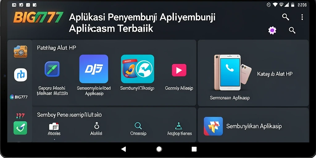 Tampilan antarmuka pengguna BIG777 yang sederhana untuk menyembunyikan aplikasi.