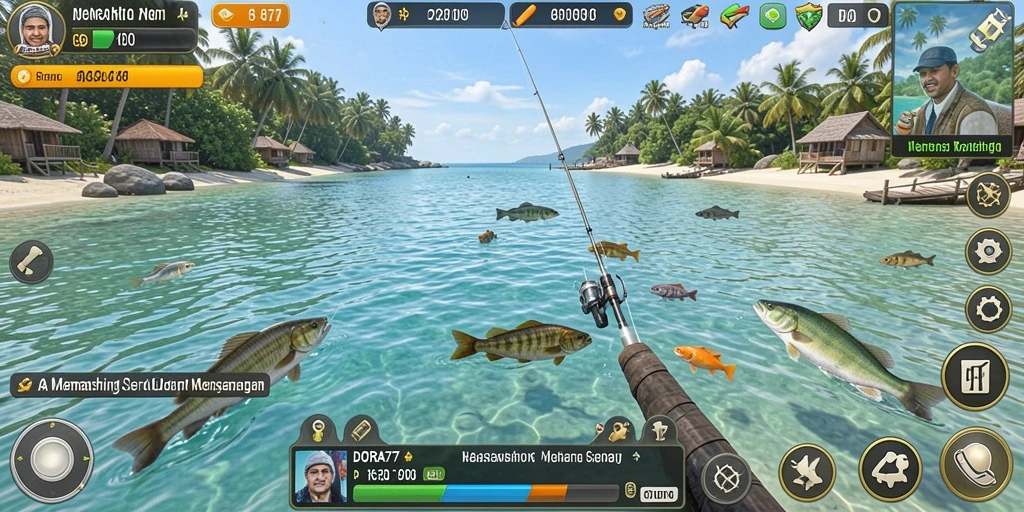 Antarmuka menarik dan fungsi memancing yang mudah digunakan.