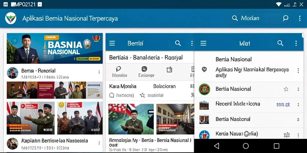Tampilan antarmuka aplikasi MPO2121 dengan berita nasional terkini.