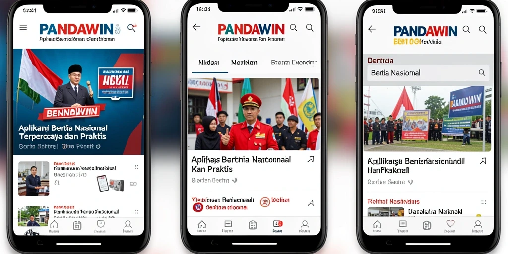 Tampilan antarmuka aplikasi PANDAWIN untuk berita nasional yang informatif.