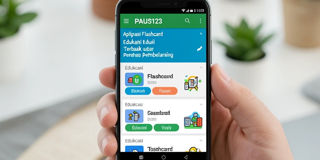 Antarmuka PAUS123 yang menarik untuk belajar Flashcard.