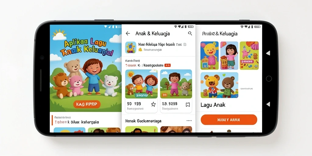 Tampilan antarmuka RPRPRP dengan berbagai lagu anak yang menarik.