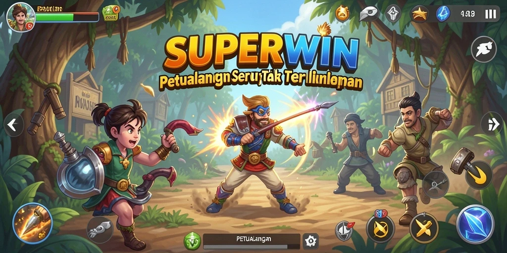 Tampilan antarmuka menarik dari game Petualangan SUPERWIN.