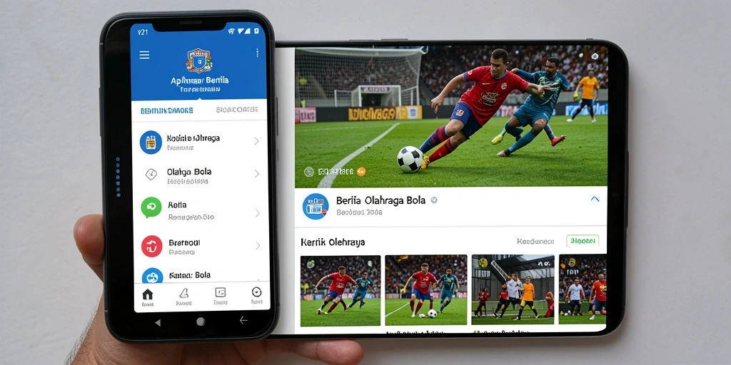 Antarmuka V21 menampilkan berita olahraga bola terkini dan informatif.
